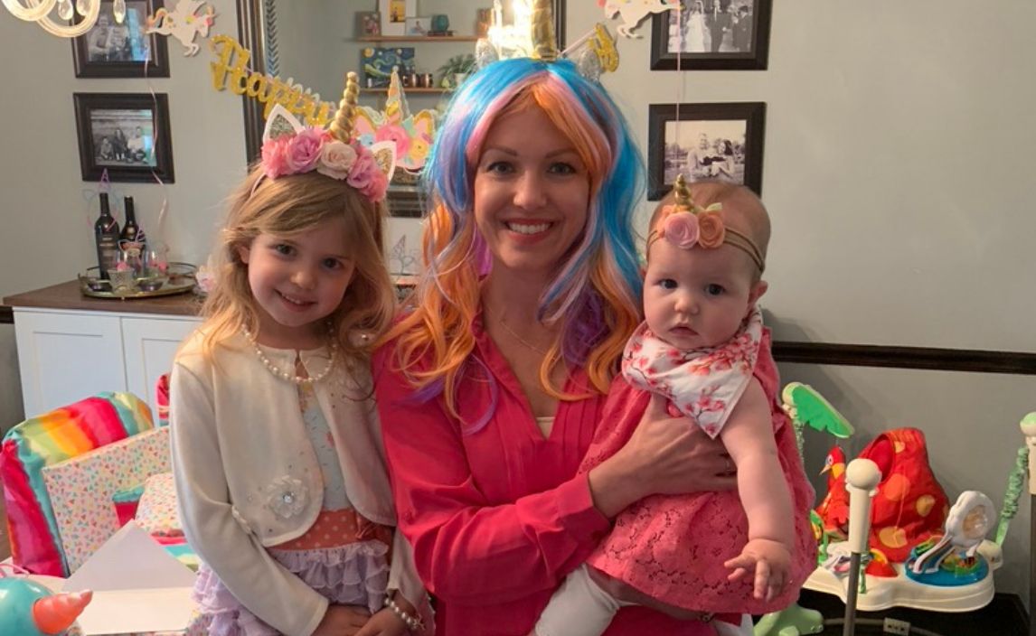 KATE AND HER DAUGHTERS WEAR COLORFUL COSTUMES AND SMILE AT CAMERA